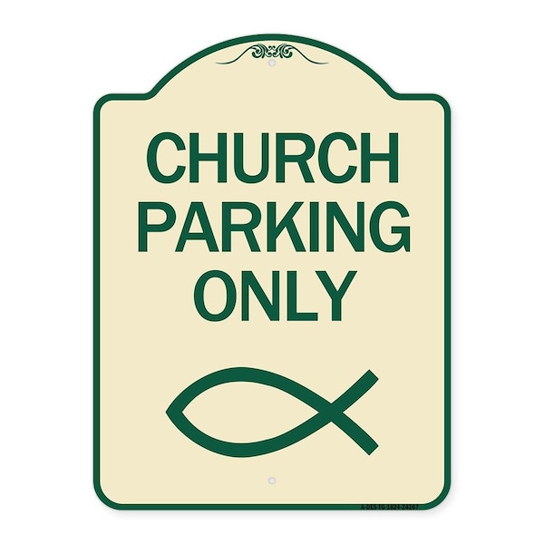 Church Parking Only Symbol Heavy-Gauge Aluminum Architectural Sign, 24" x 18", TG-1824-24267